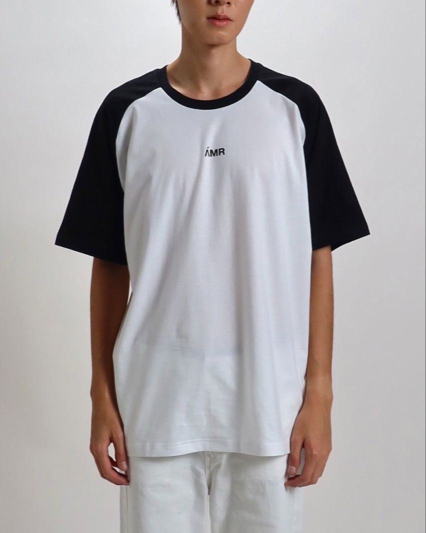 Decouvrir - AMR Contrast Raglan T-Shirt in White Black