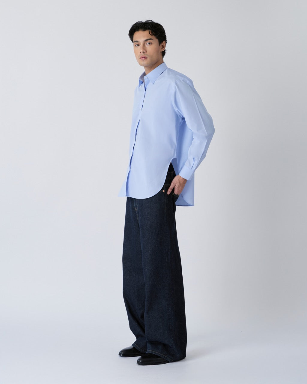 Découvrir - Cotton Poplin Shirt in Blue