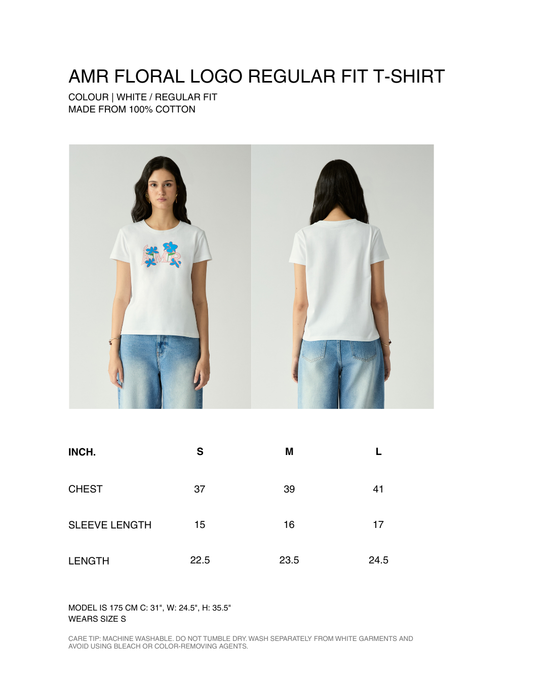 Fleurs et Printemps - AMR Floral Logo Regular Fit T-Shirt in White