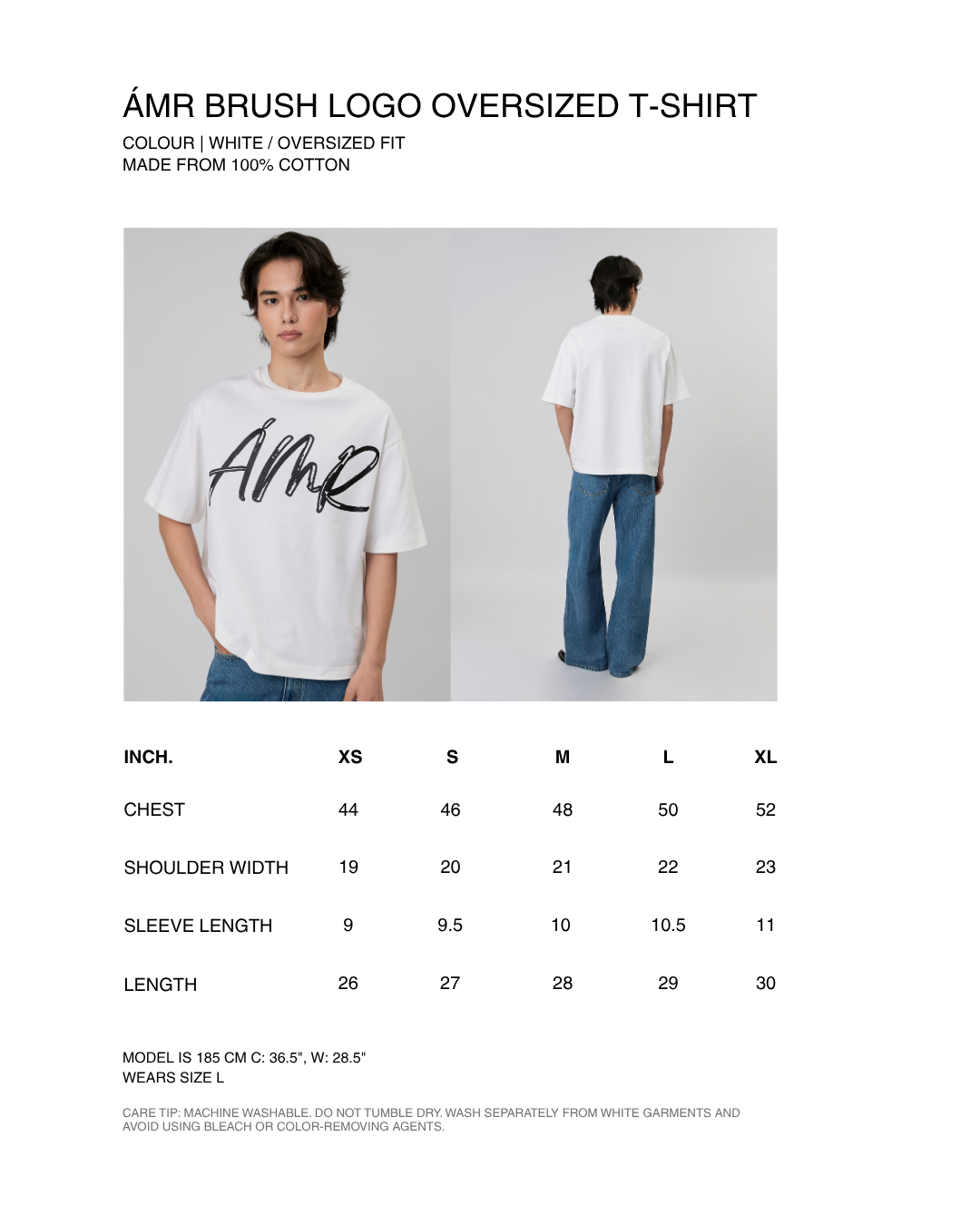 New Urban Drop - AMR Brush Logo Oversized T-Shirt in White