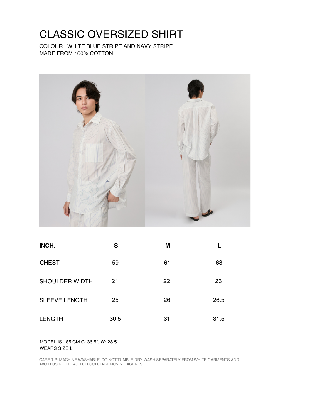 New Urban Drop - Classic Oversized Shirt in Navy Stripe