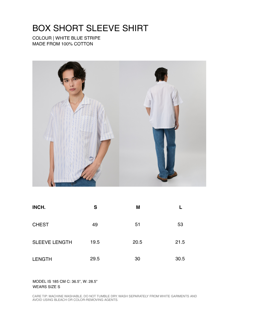 New Urban Drop - Box Short Sleeve Shirt in White Blue Stripe