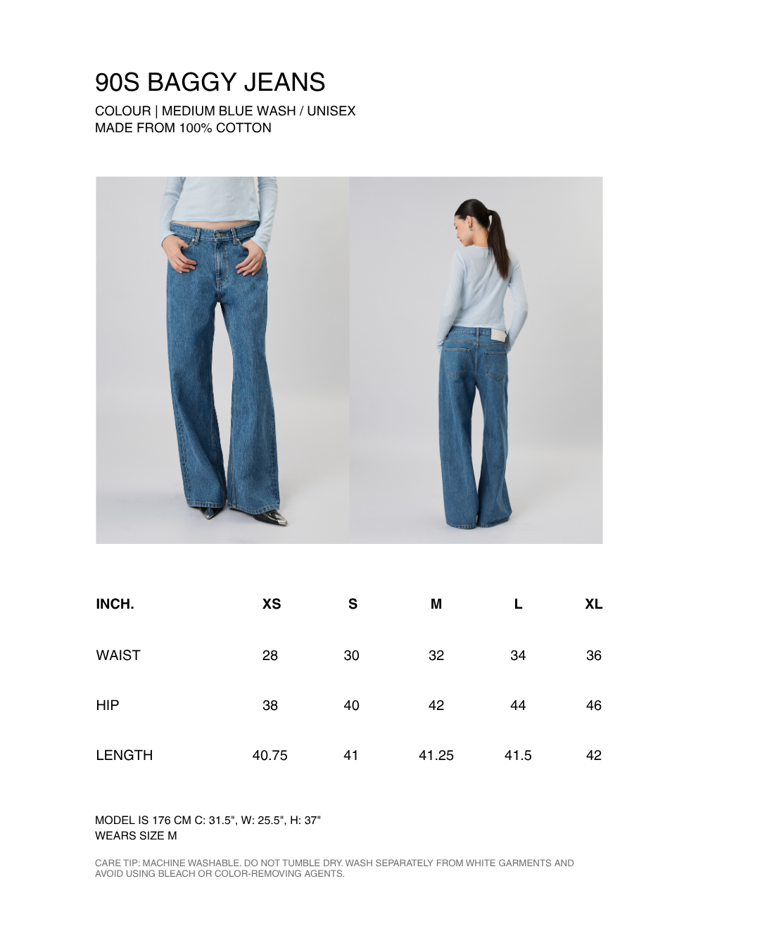 New Urban Drop - 90s Baggy Jeans in Medium Blue Wash