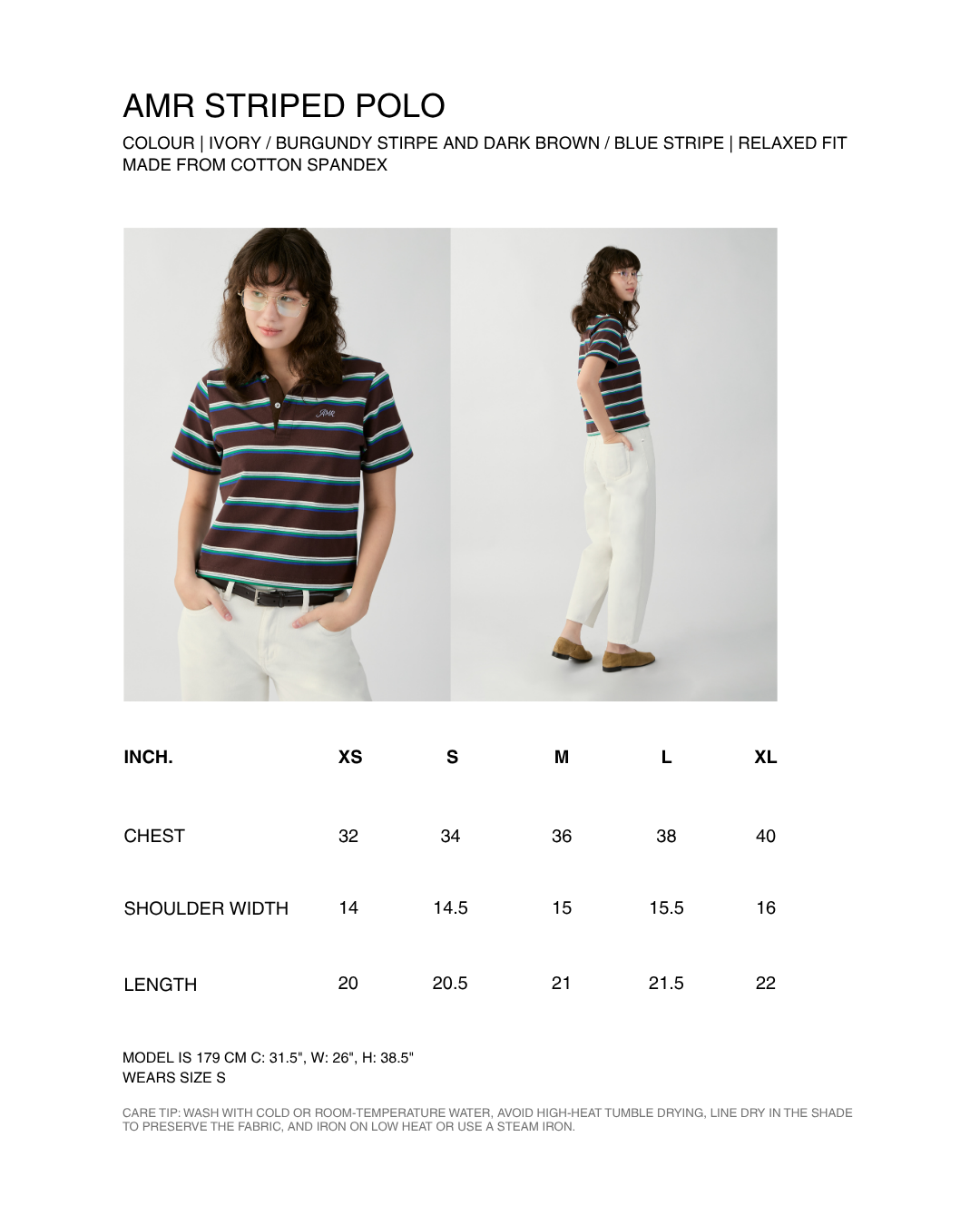 En Couleurs - AMR Regular Fit Polo Top in Dark Brown Blue Stripe