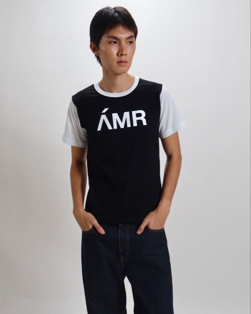Decouvrir - AMR Slim Fit T-Shirt in Black White Contrast