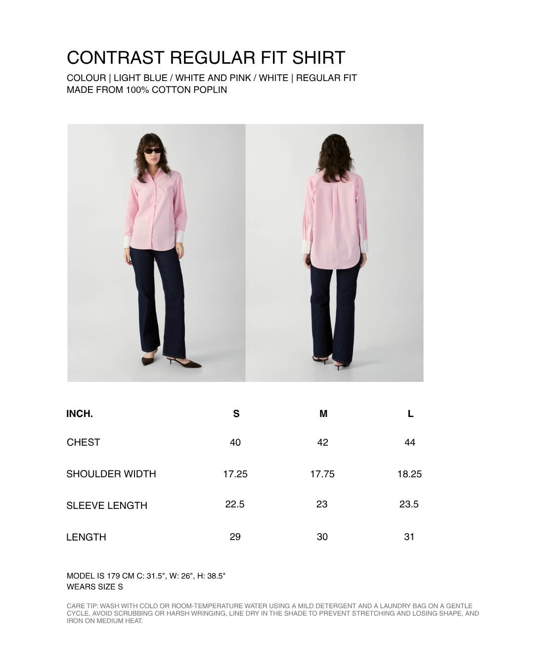 En Couleurs - Contrast Regular Fit Shirt in Light Blue/White