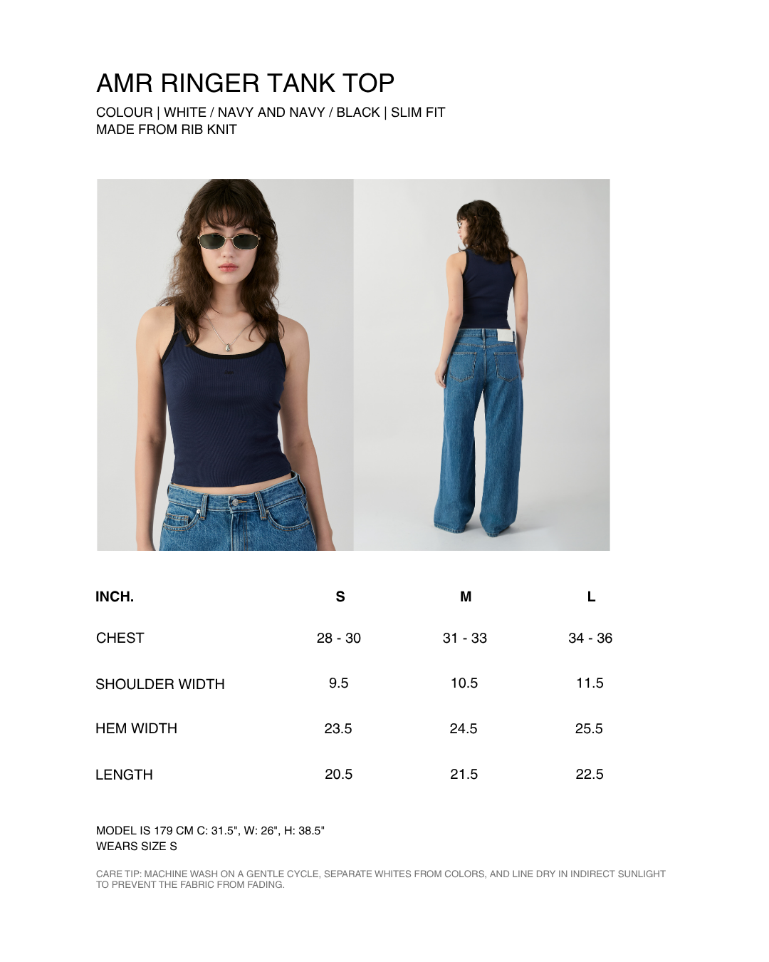 En Couleurs - AMR Ringer Tank Top in Navy Black