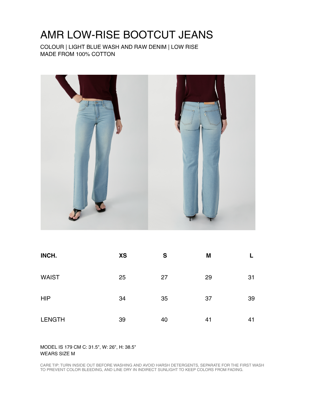 En Couleurs - AMR Low Rise Bootcut Jeans (Women) in Raw Denim