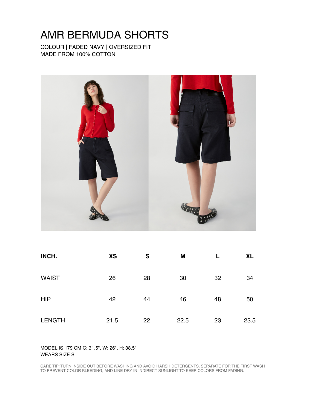 En Couleurs - AMR Bermuda Denim Shorts in Dark Denim