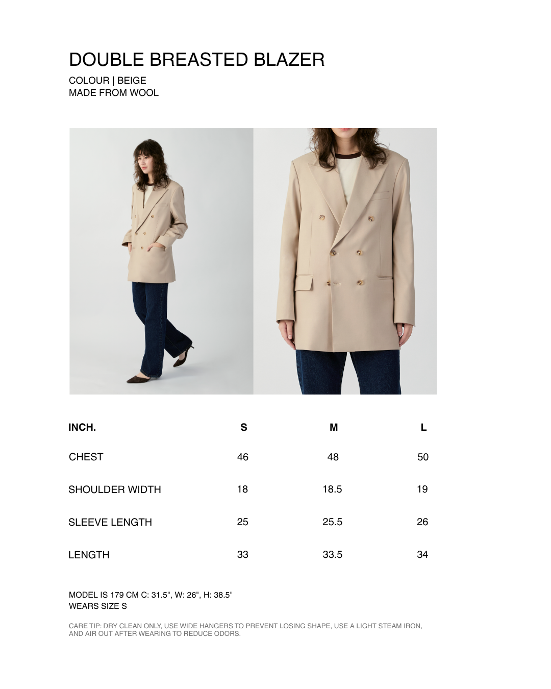 En Couleurs - Double Breasted Blazer in Beige