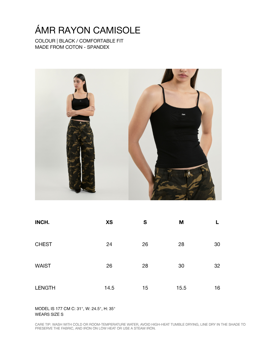 July Drop - AMR Cotton-Spandex Camisole in Black