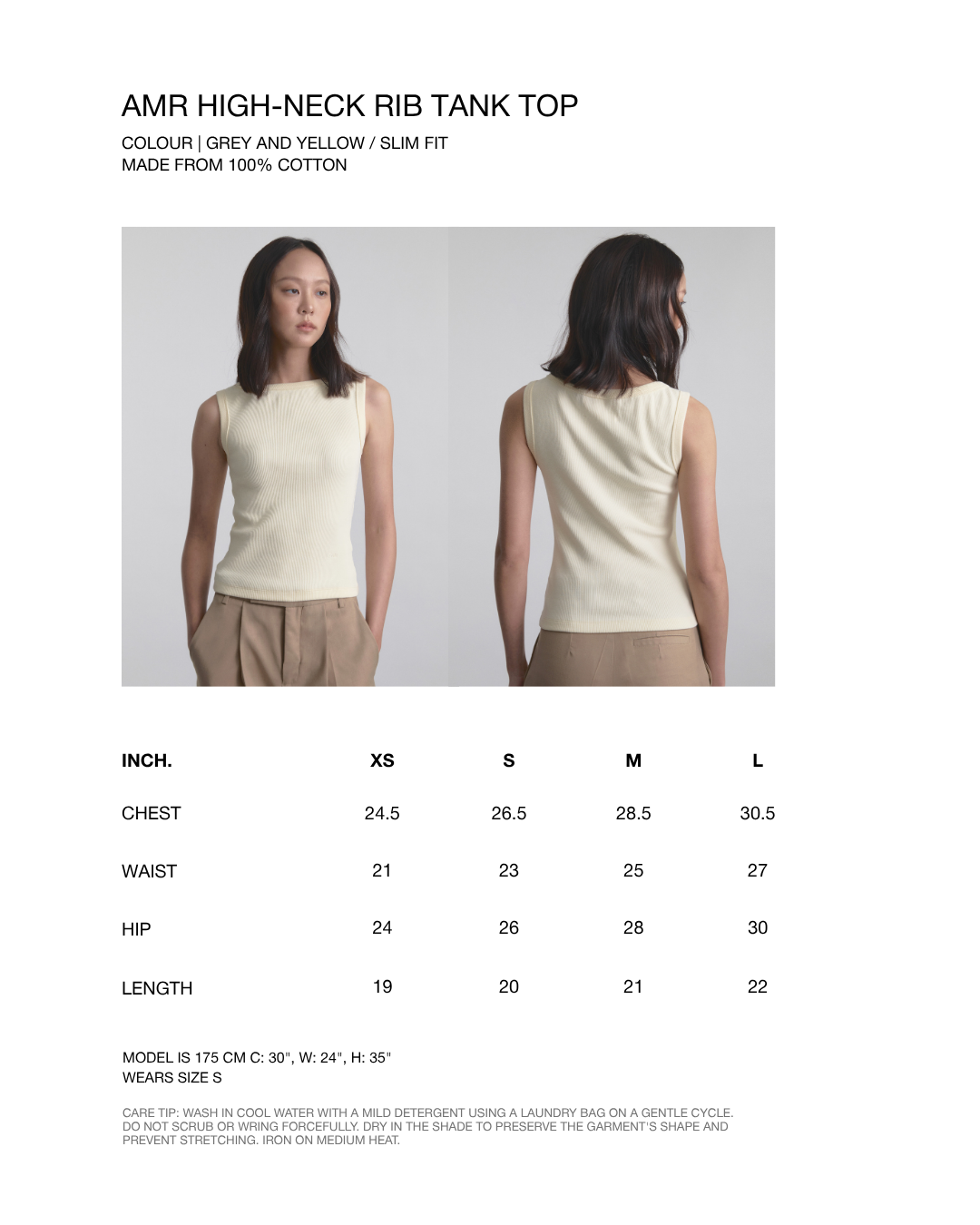 Wardrobe I - AMR High-Neck Rib Tank Top in Yellow