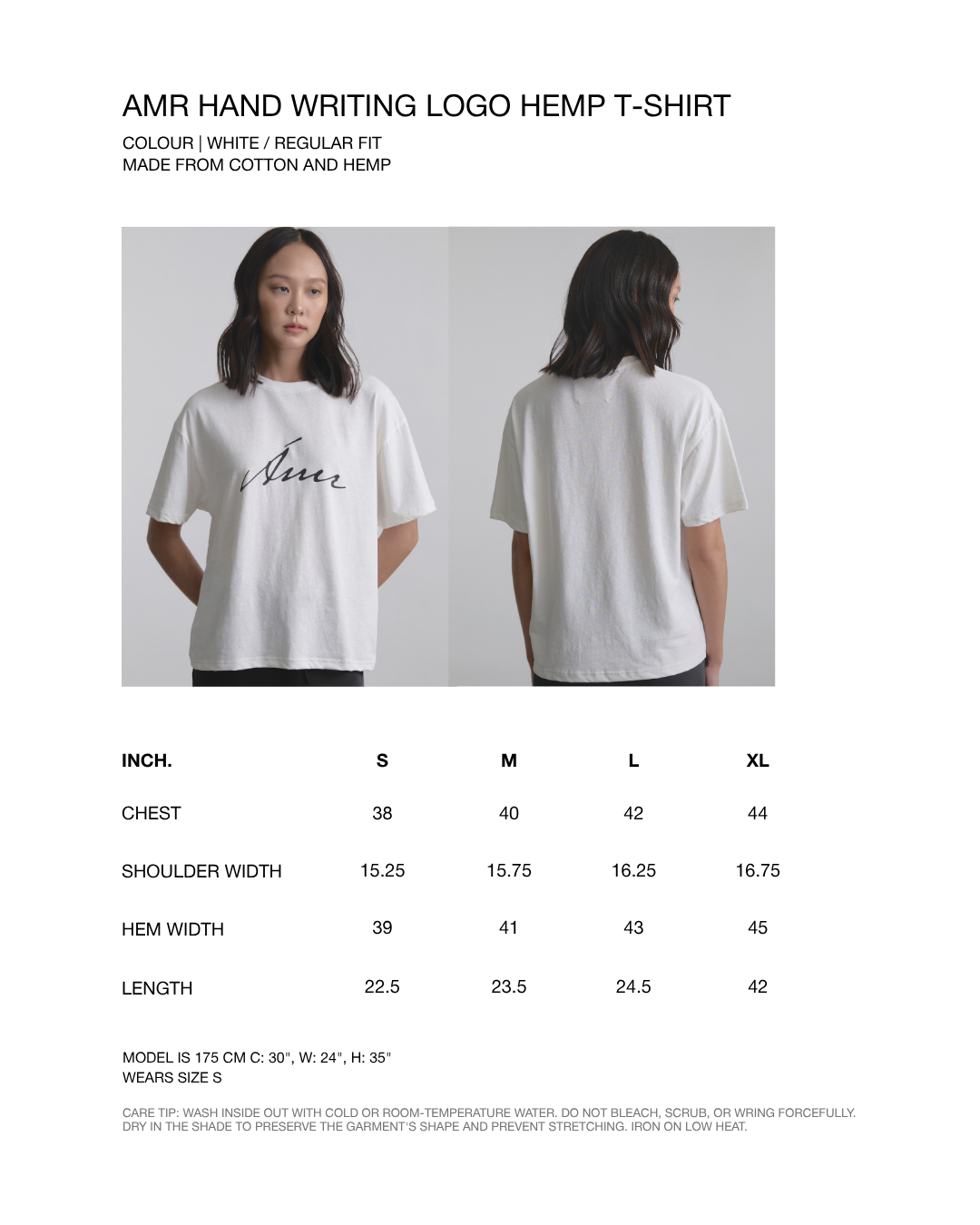 Wardrobe I - AMR Hand Writing Logo Hemp Slim-fit T-Shirt in White