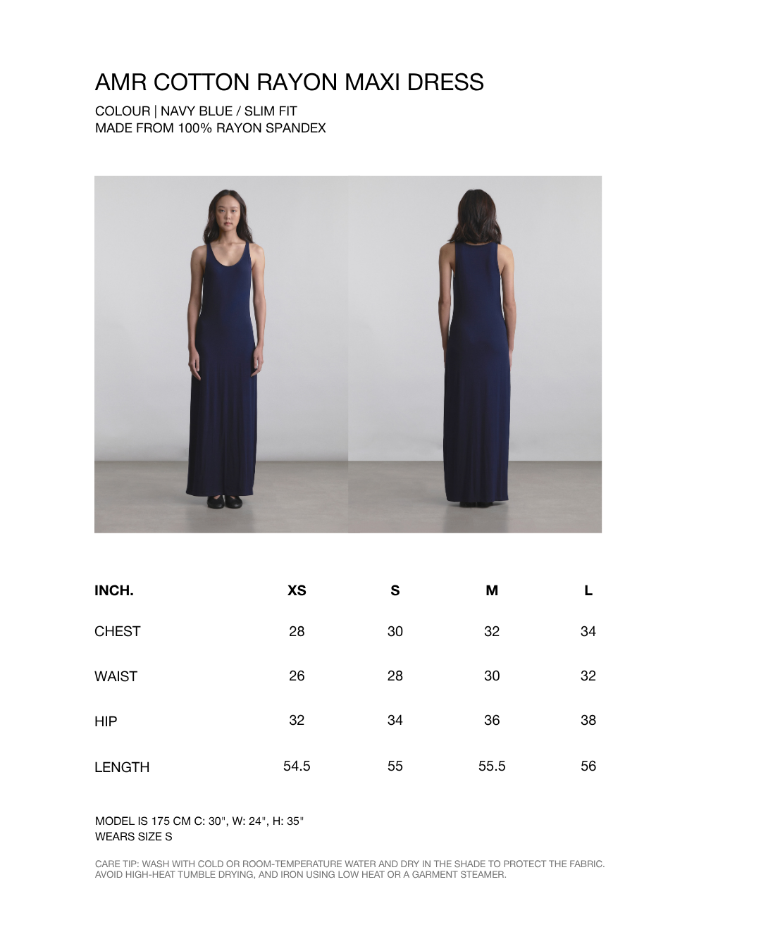 Wardrobe I - AMR Cotton Rayon Maxi Dress in Navy Blue