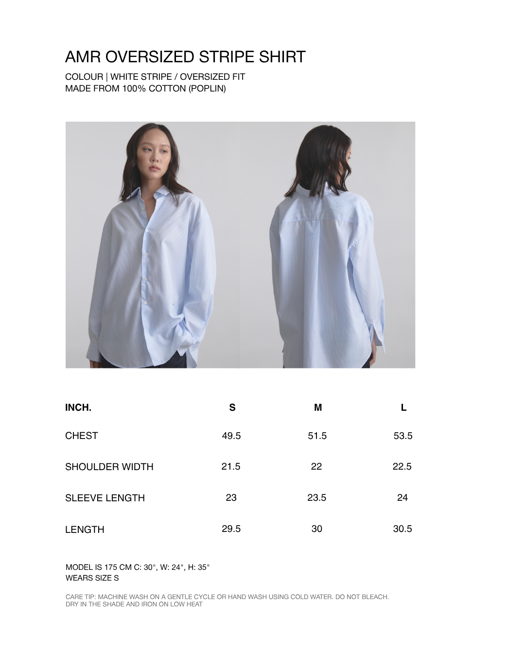 Wardrobe II - AMR Oversized Shirt Stripe in White Stripe
