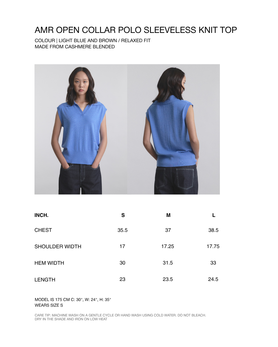 Wardrobe II - AMR Open Collar Polo Sleeveless Knit Top in Grey