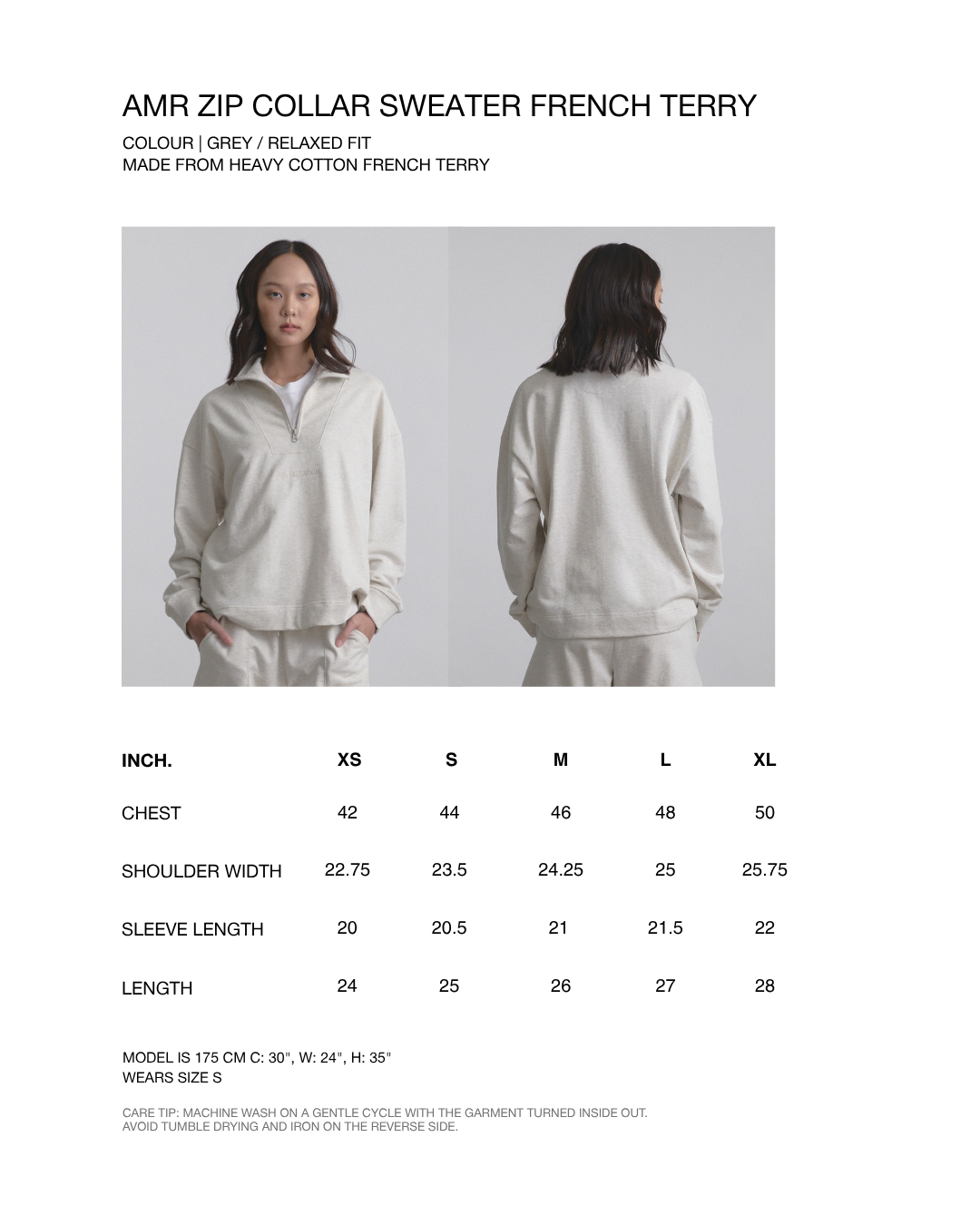 Wardrobe II - AMR Zip Collar Sweater French Terry in Grey