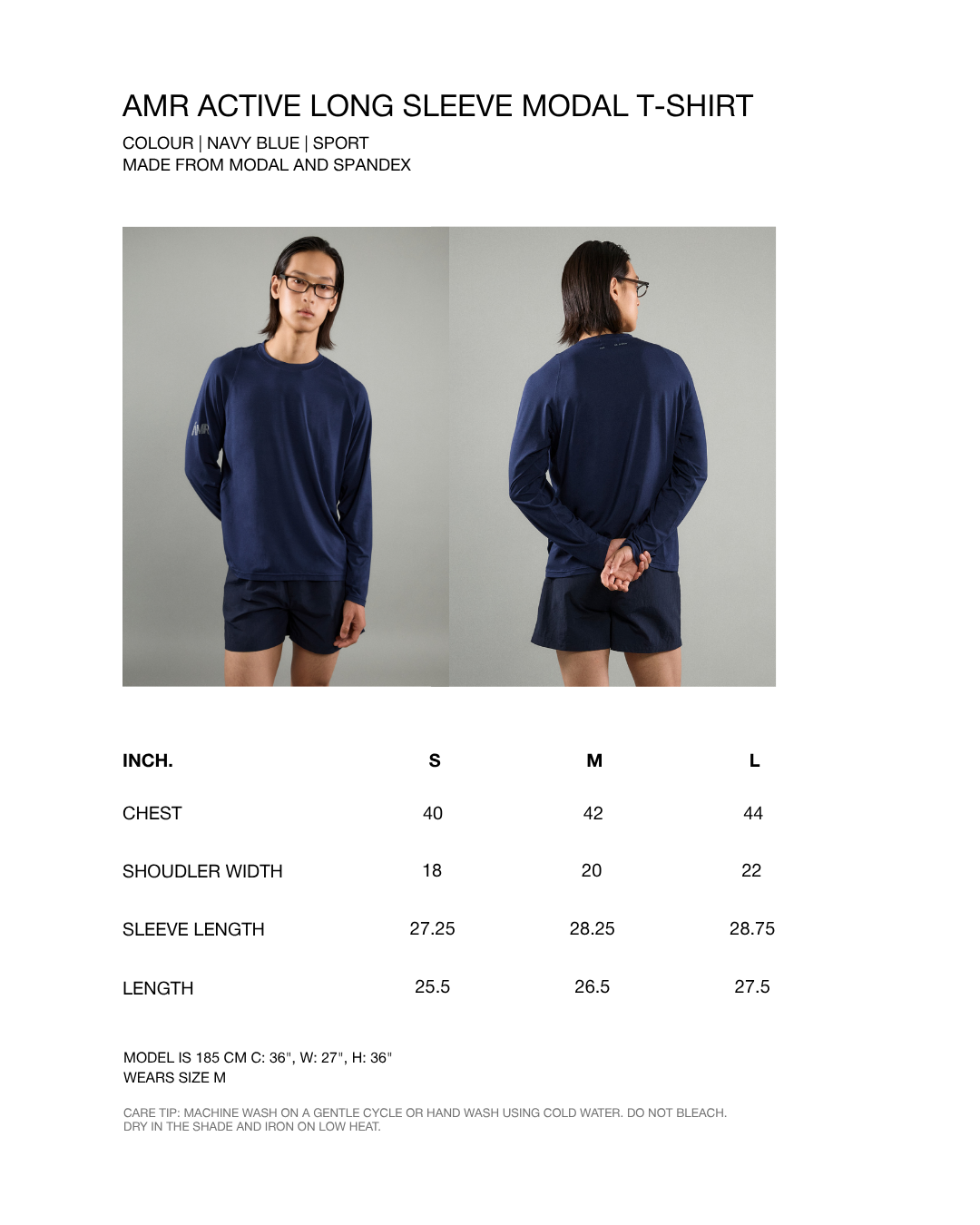 Athleisure Athletic Club - AMR Active Long Sleeve Modal T-Shirt in Navy Blue
