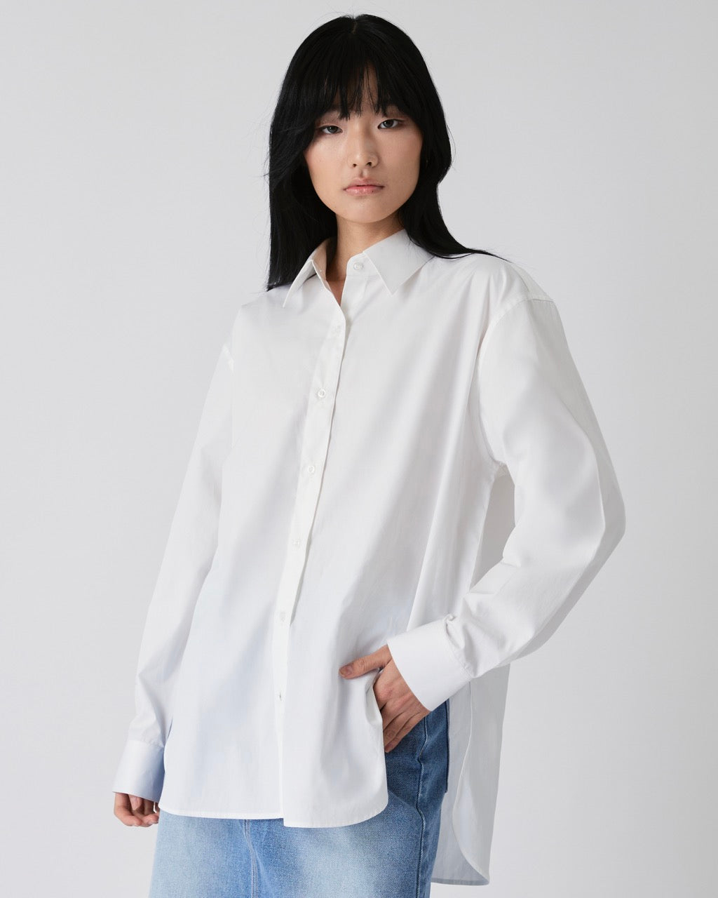 Découvrir - Cotton Poplin Shirt in White