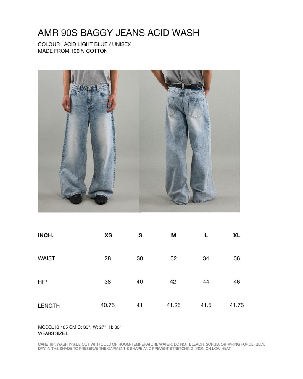AMR DE SAISON - AMR 90s Baggy Jeans in Acid Wash