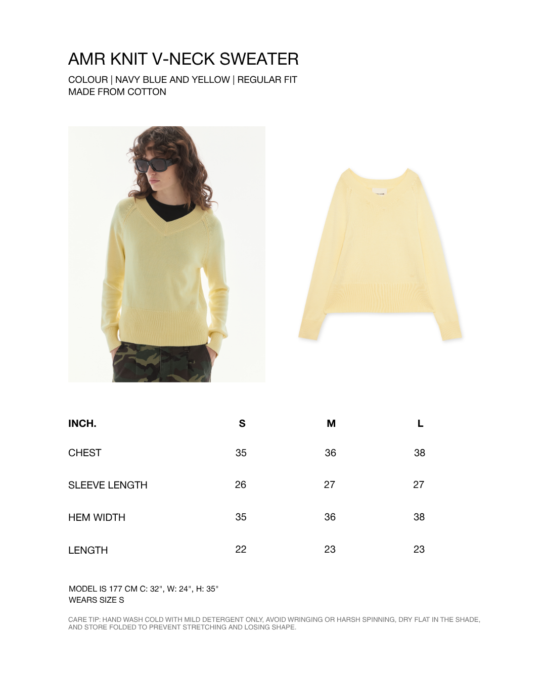 Wardrobe lll - AMR Knit V-Neck Sweater in Yellow