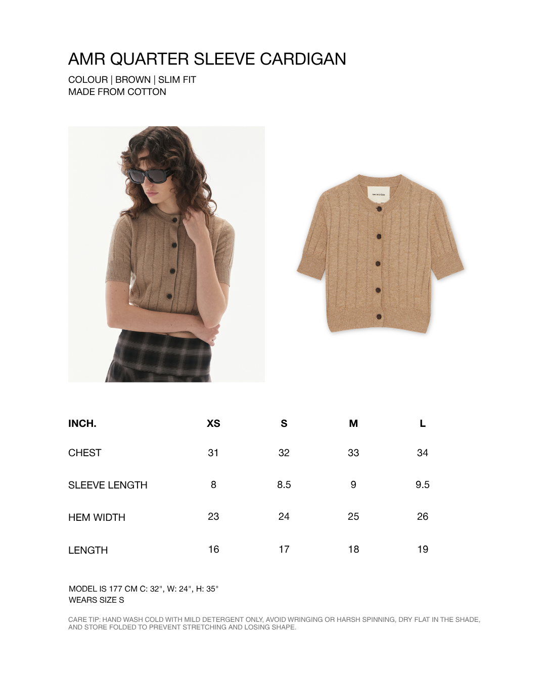 Wardrobe lll - AMR Quarter Sleeve Cardigan in Brown