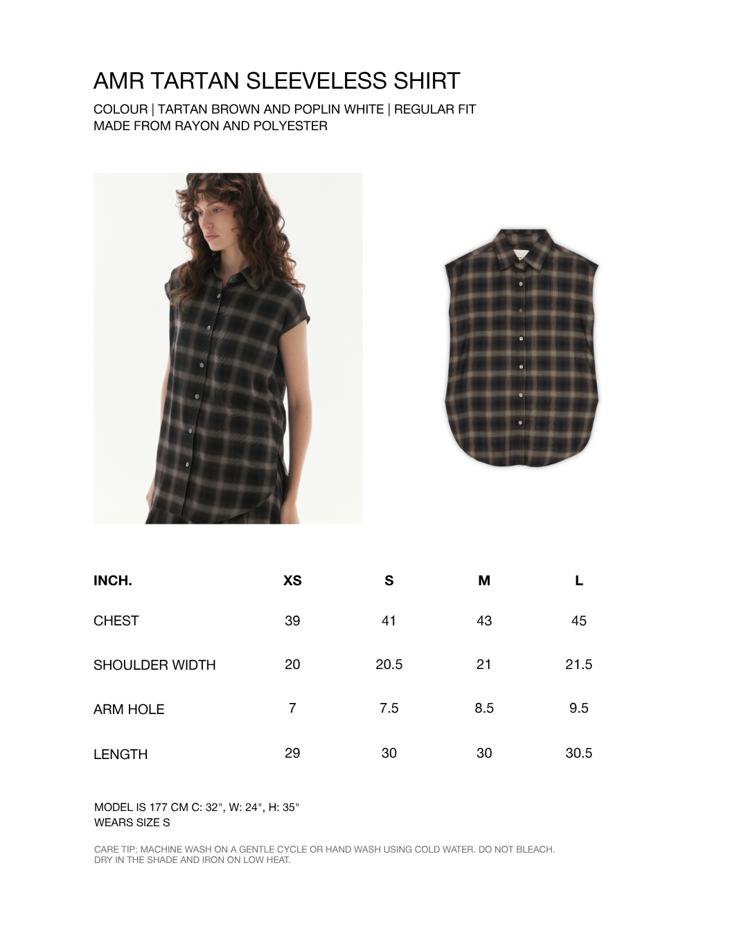 Wardrobe lll - AMR Sleeveless Shirt in Tartan Brown
