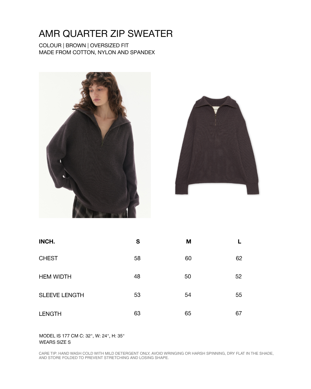 Wardrobe lll - AMR Quarter Zip Sweater in Brown
