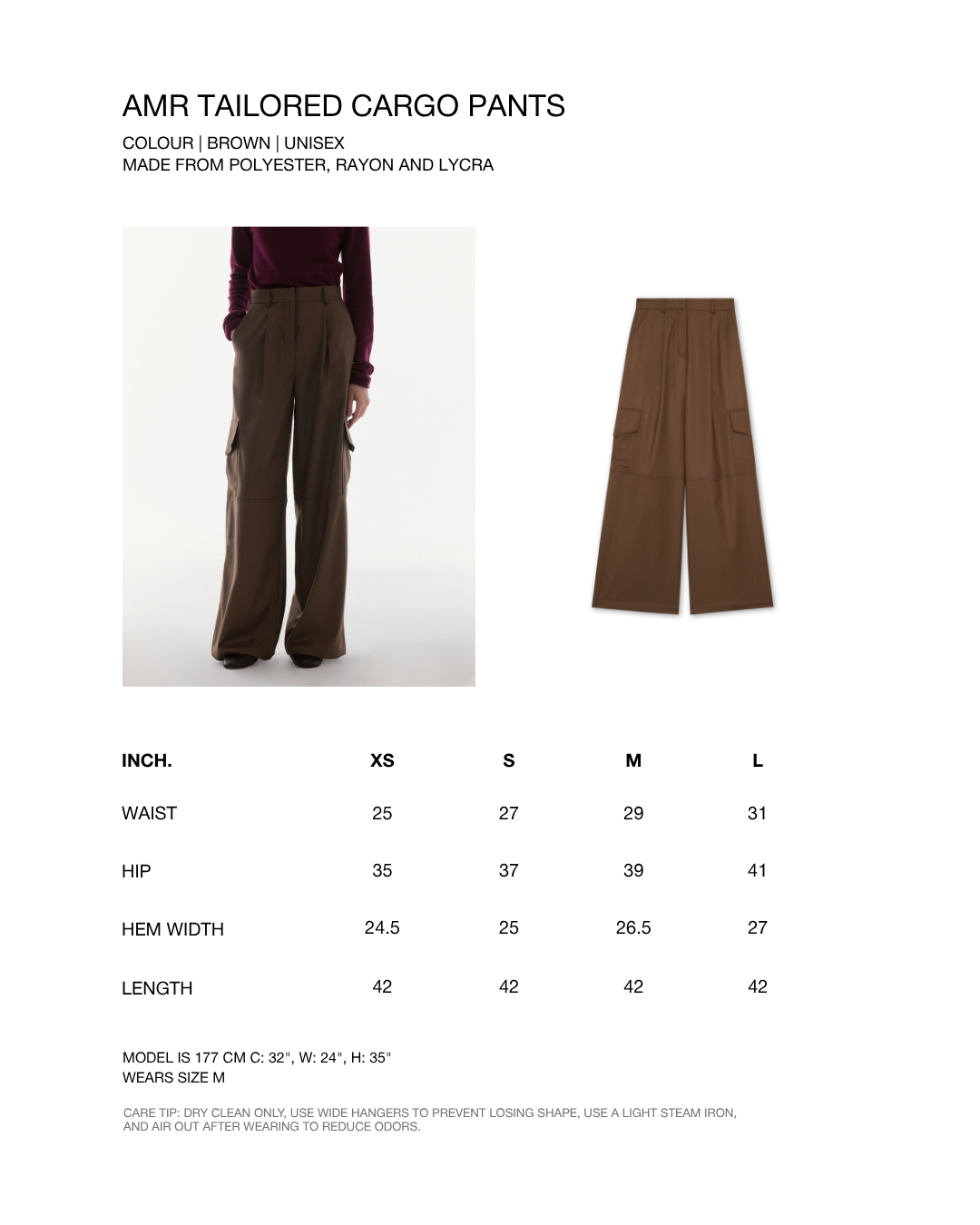 Wardrobe lll - AMR Tailored Cargo Pants in Brown