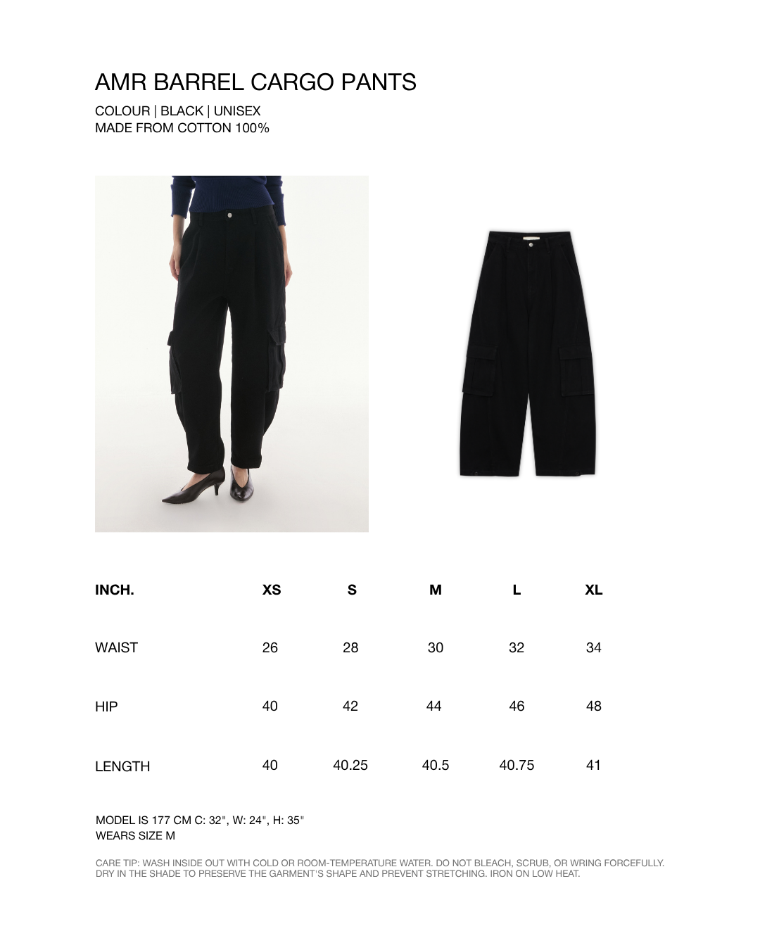 Wardrobe lll - AMR Barrel Cargo Pants in Black