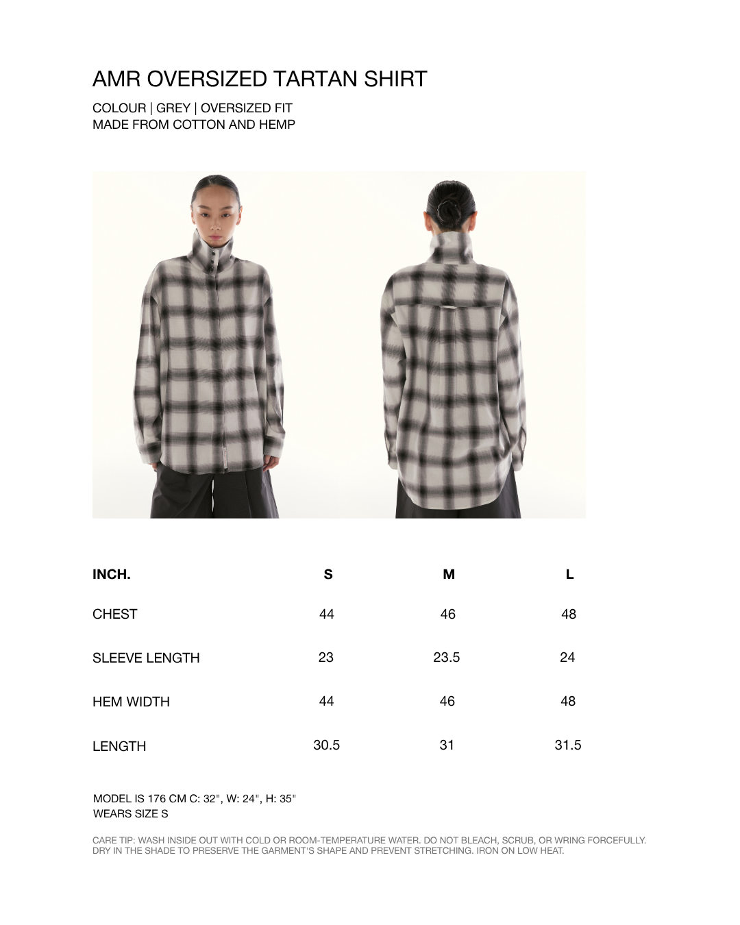 Le Fauve - Oversized Tartan Shirt in Grey