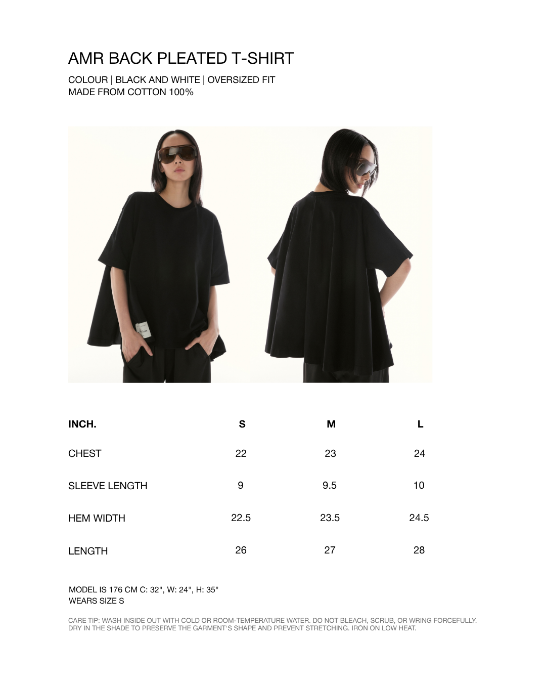 Le Fauve - AMR Back Pleated T-Shirt in Black