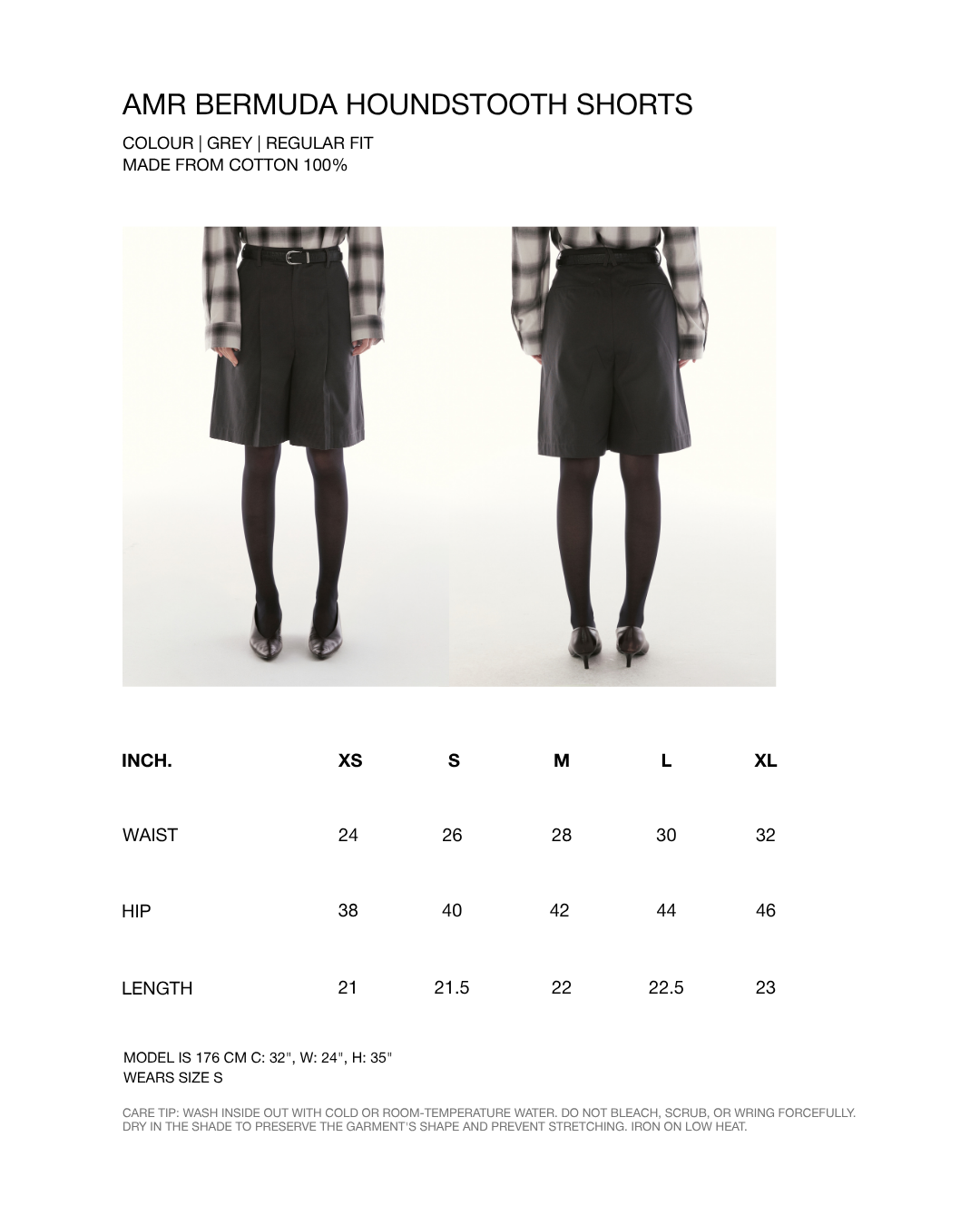 Le Fauve - AMR Bermuda Houndstooth Shorts in Grey