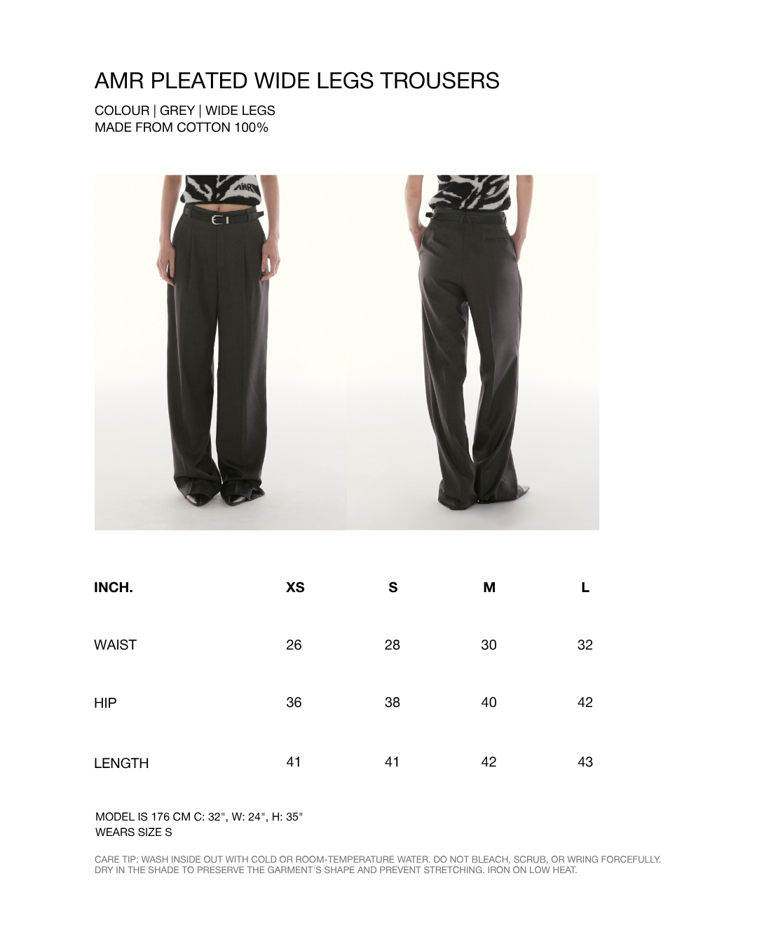 Le Fauve - AMR Pleated Wide Legs Trousers in Grey