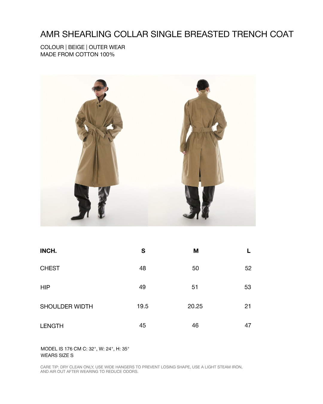 Le Fauve - AMR Shearling Collar Single Breasted Trench Coat in Beige