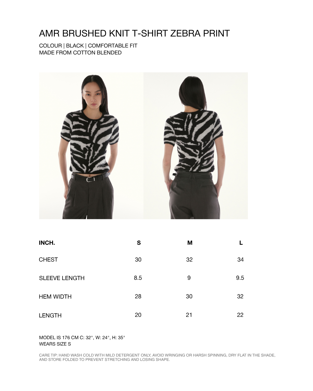 Le Fauve - AMR Brushed Knit T-Shirt Zebra Print in Black