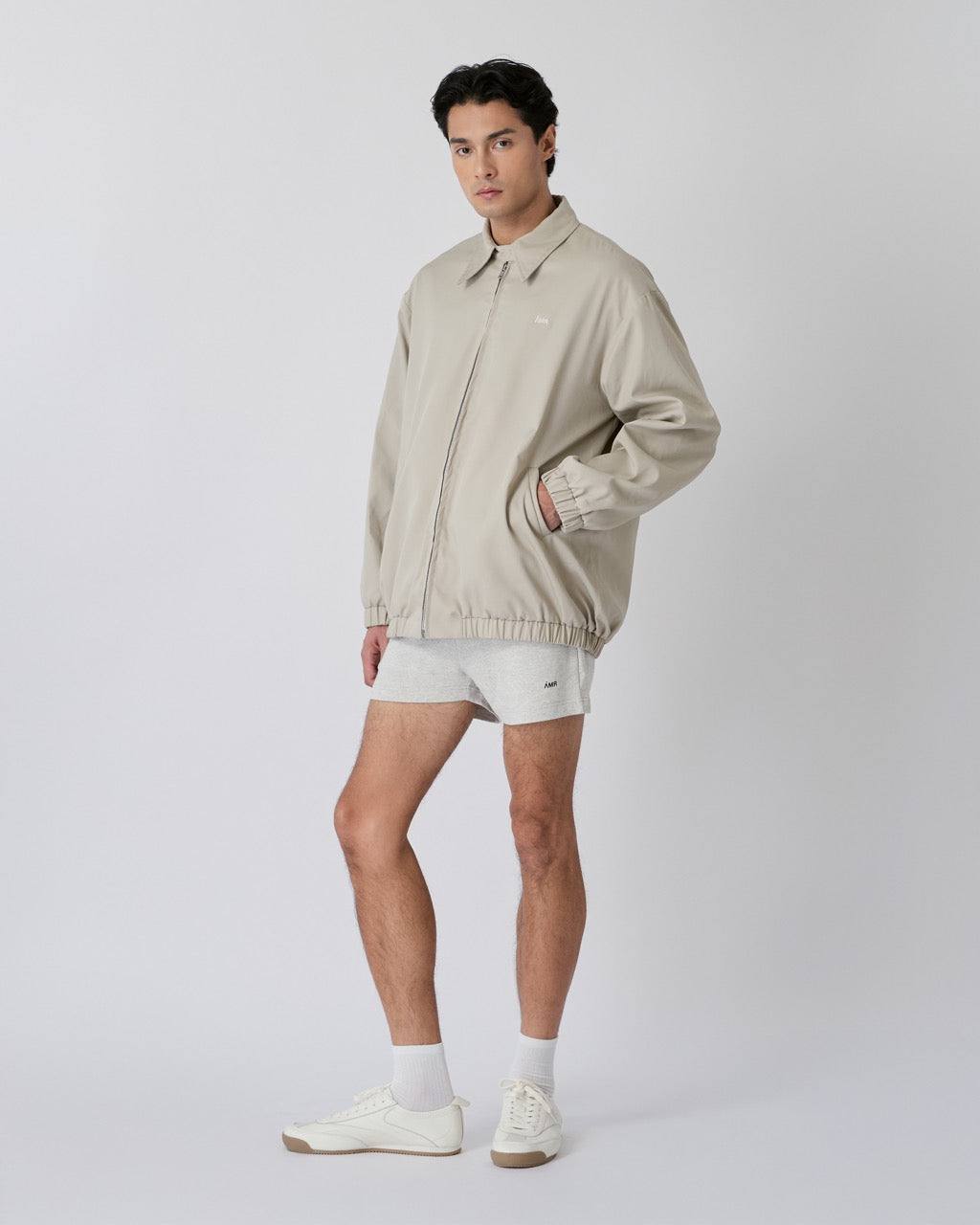 Découvrir - Cotton Bomber Jacket in Beige