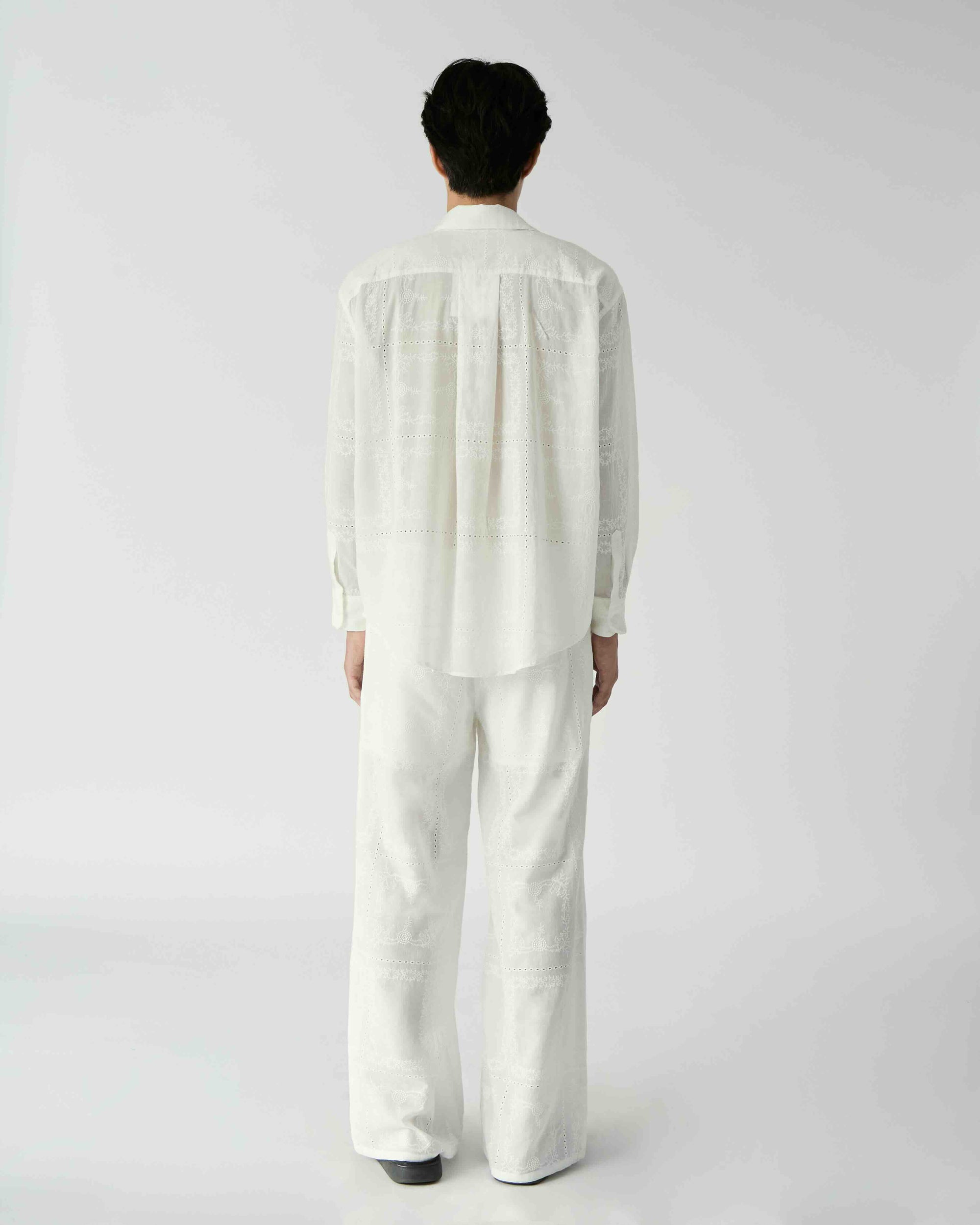 Le soleil d'ete - Embroidered Oversized Shirt in White