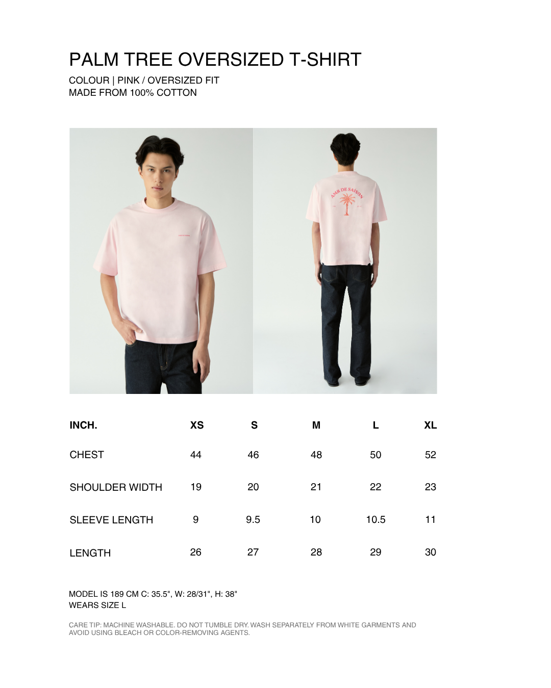 Le soleil d'ete - Palm Tree Oversized T-Shirt in Pink