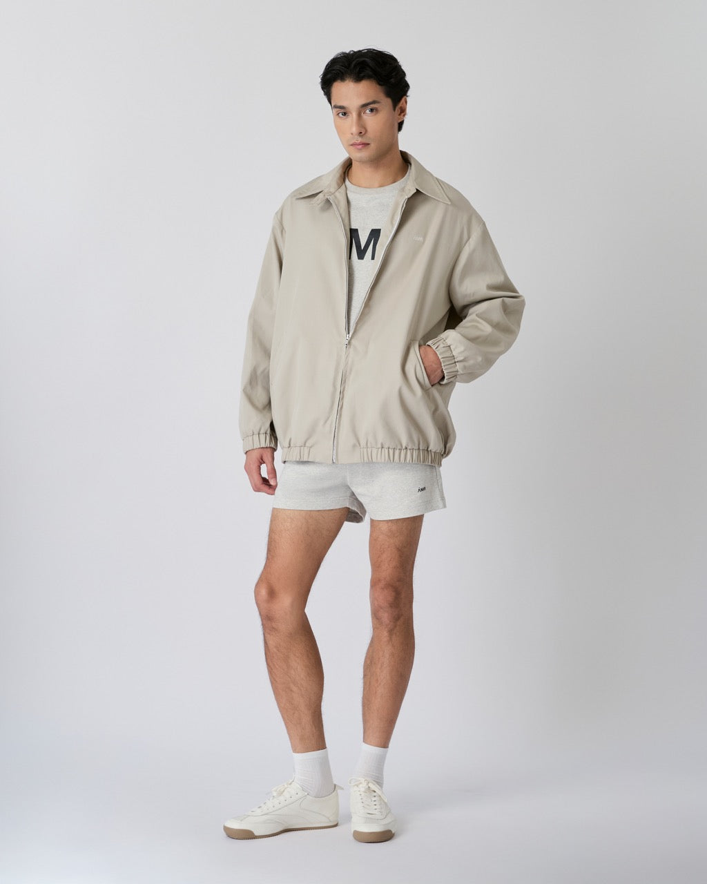 Découvrir - Cotton Bomber Jacket in Beige