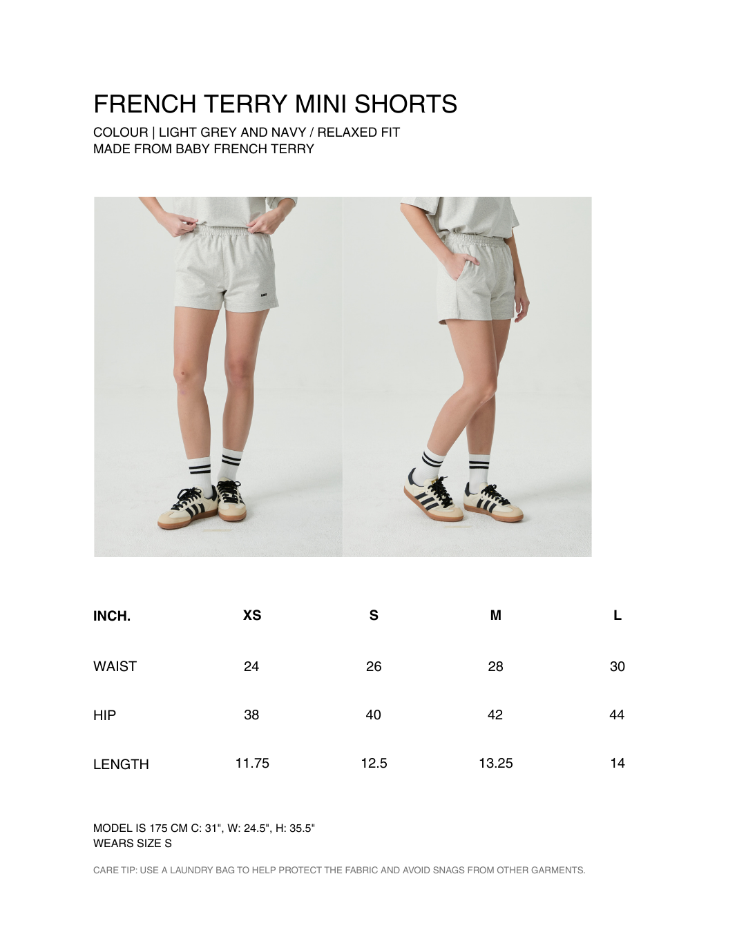 Découvrir - French Terry Mini Shorts in Light Grey