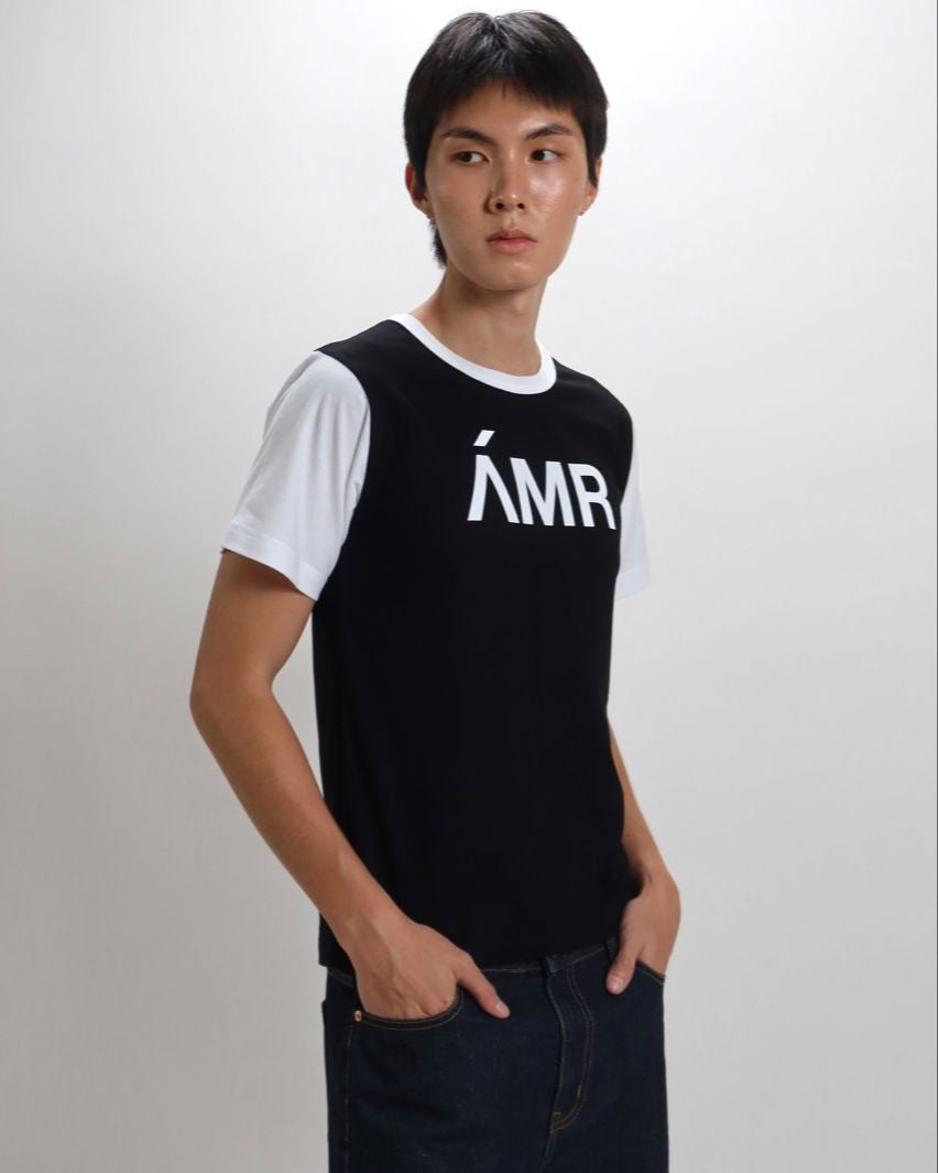 Decouvrir - AMR Slim Fit T-Shirt in Black White Contrast