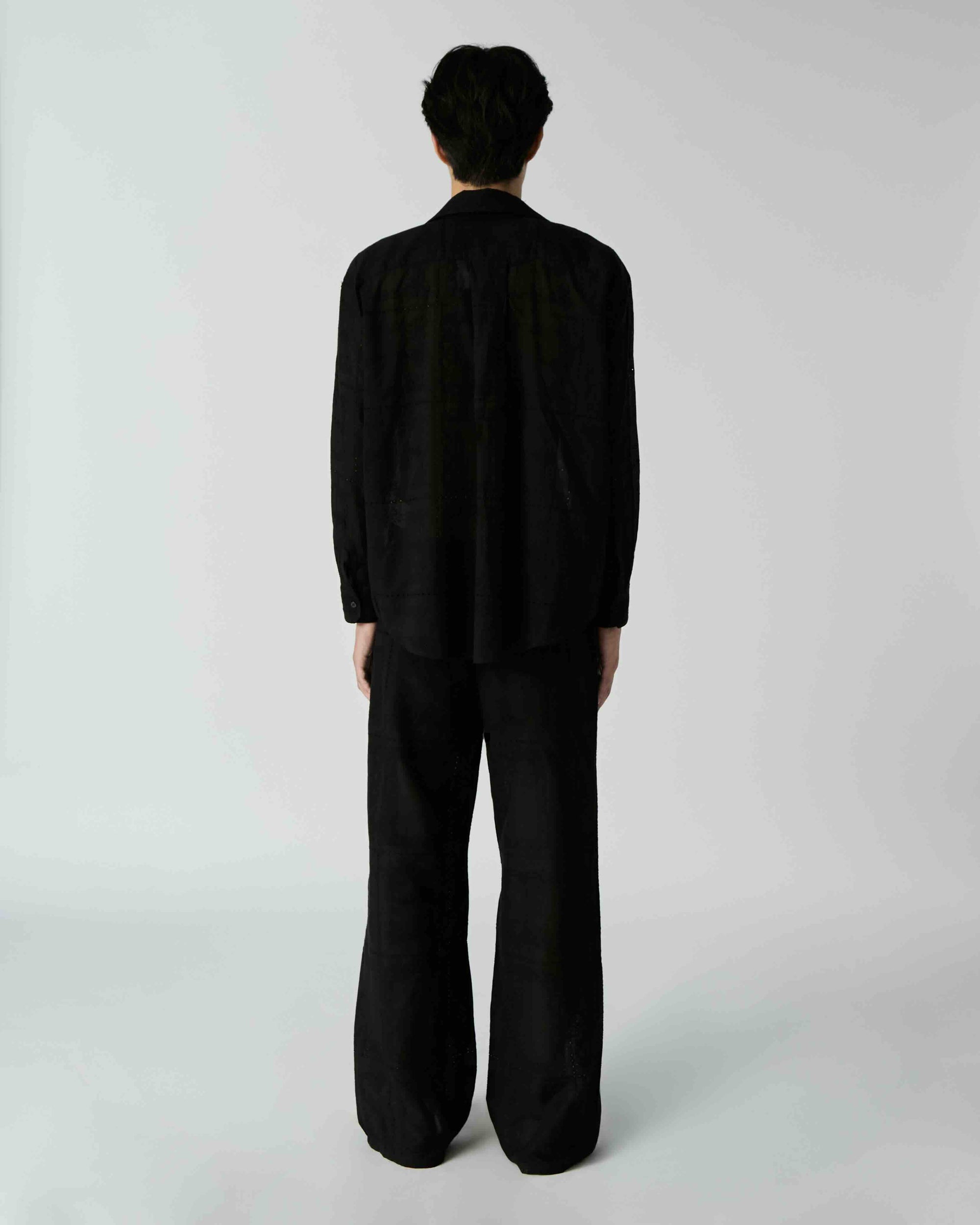 Le soleil d'ete - Embroidered Drawstring Trousers in Black