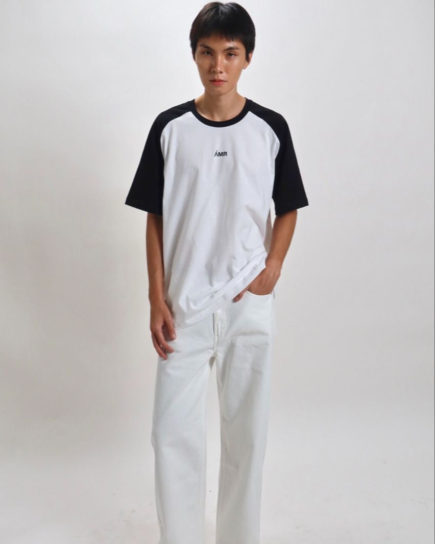 Decouvrir - AMR Contrast Raglan T-Shirt in White Black