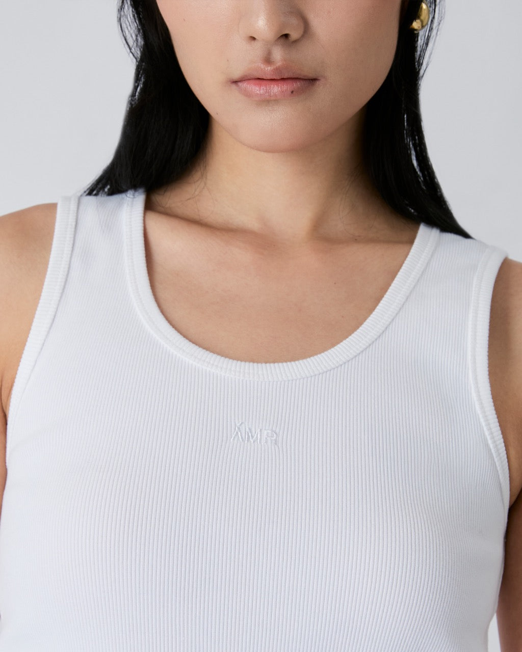 Decouvrir - Scoop Neck Rib Tank in White