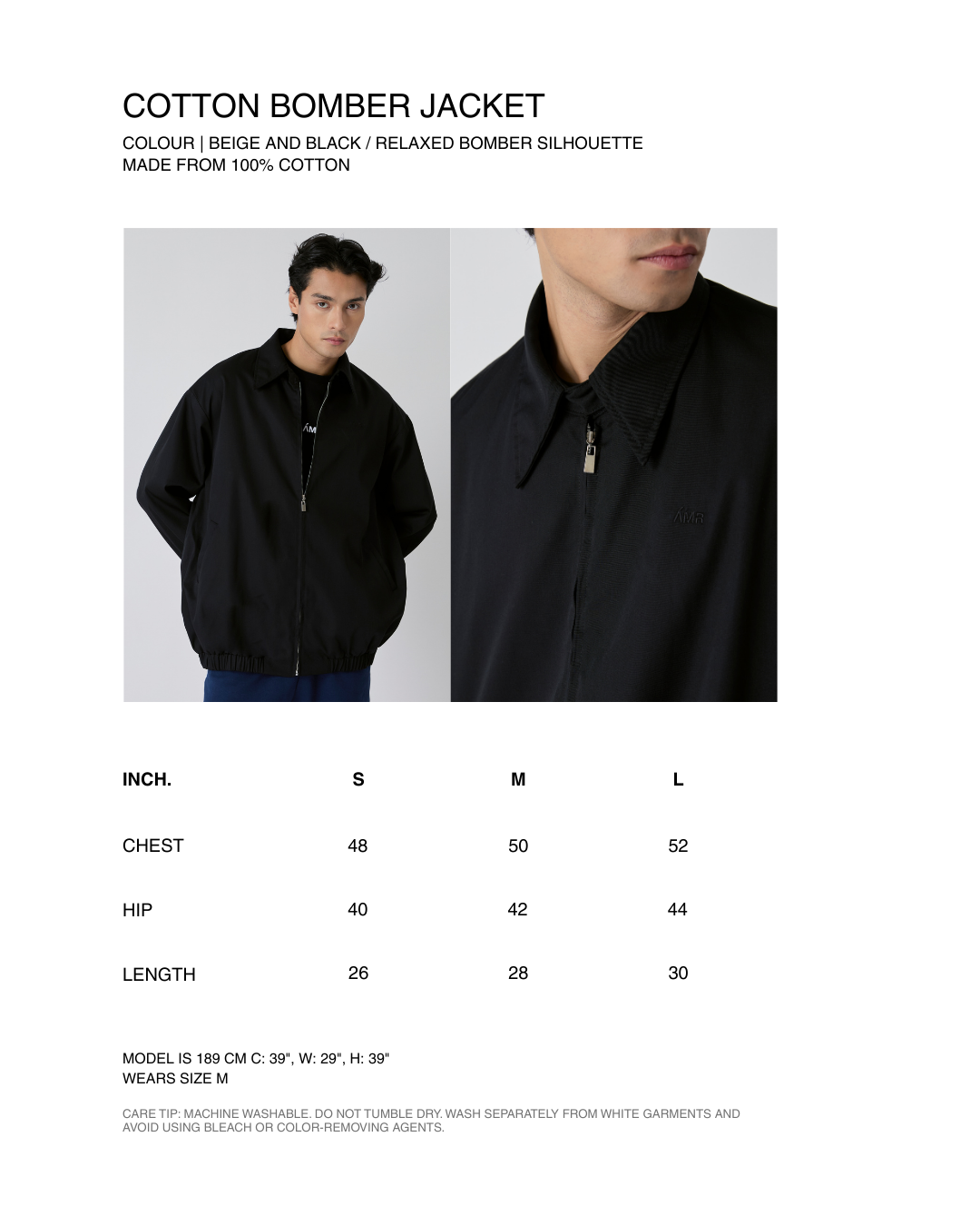 Découvrir - Cotton Bomber Jacket in Beige