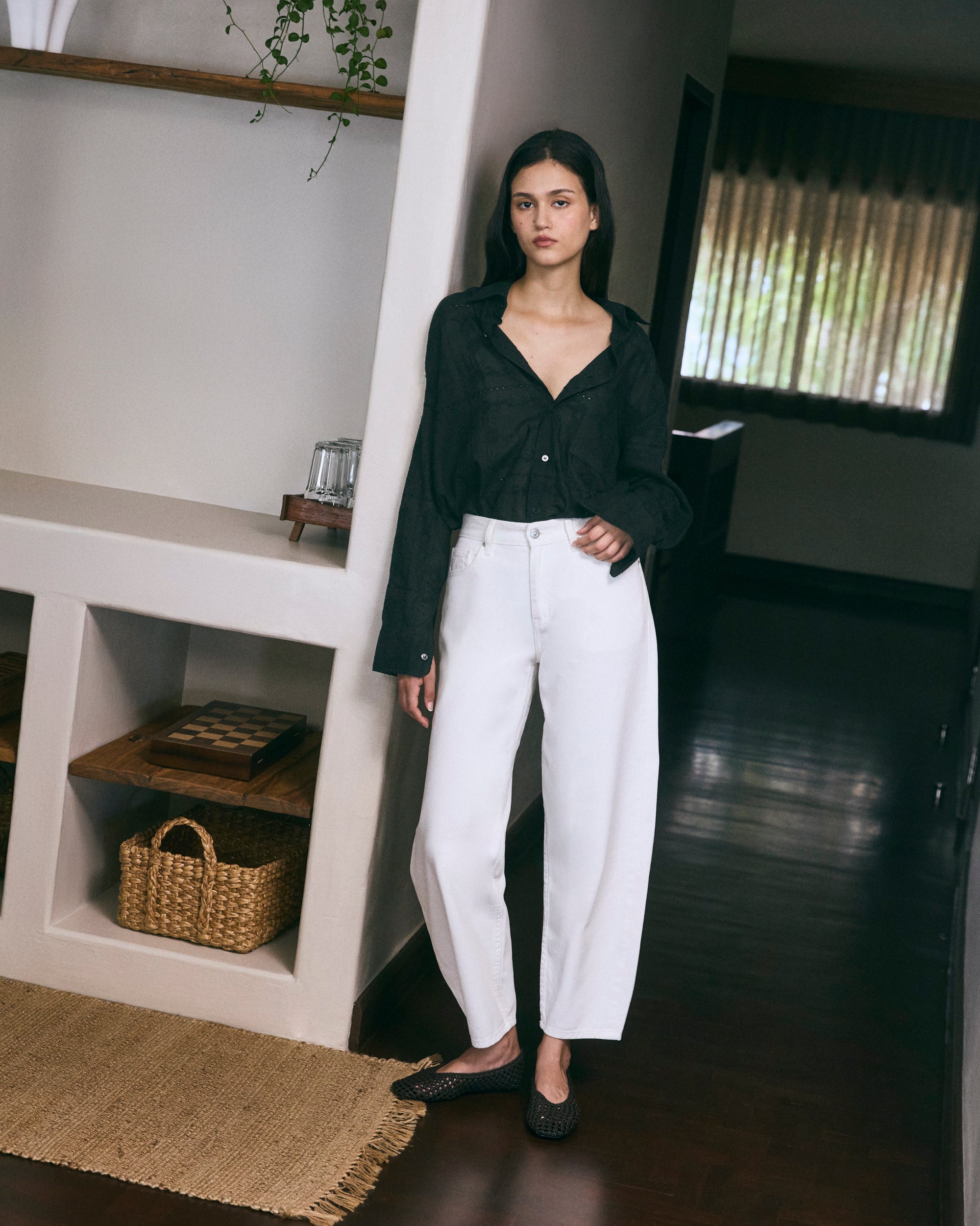 Le soleil d'ete - Low Rise Balloon Jeans in White