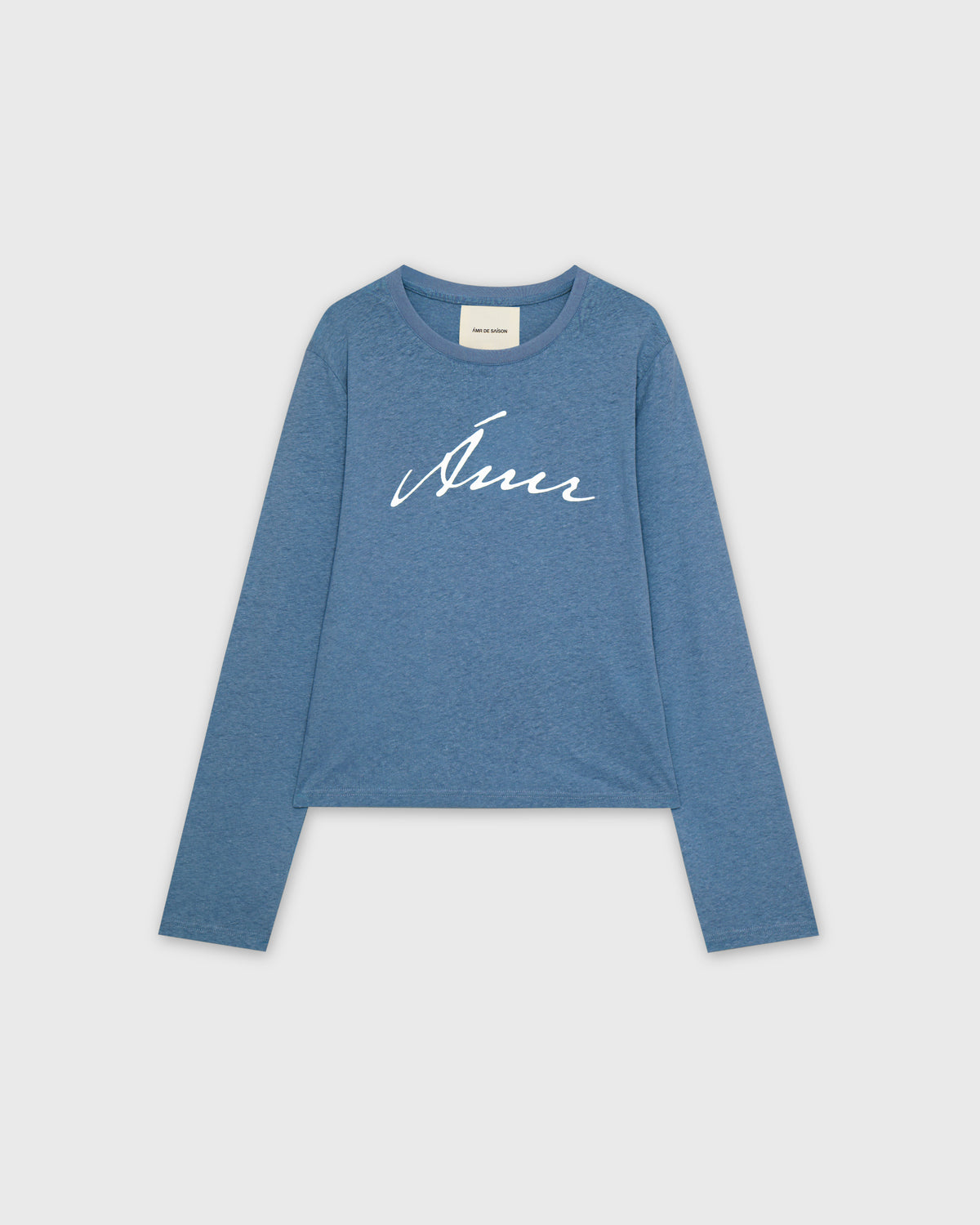 Wardrobe lll - AMR Hand Writing Logo Hemp Long Sleeve T-Shirt in Ocean Blue
