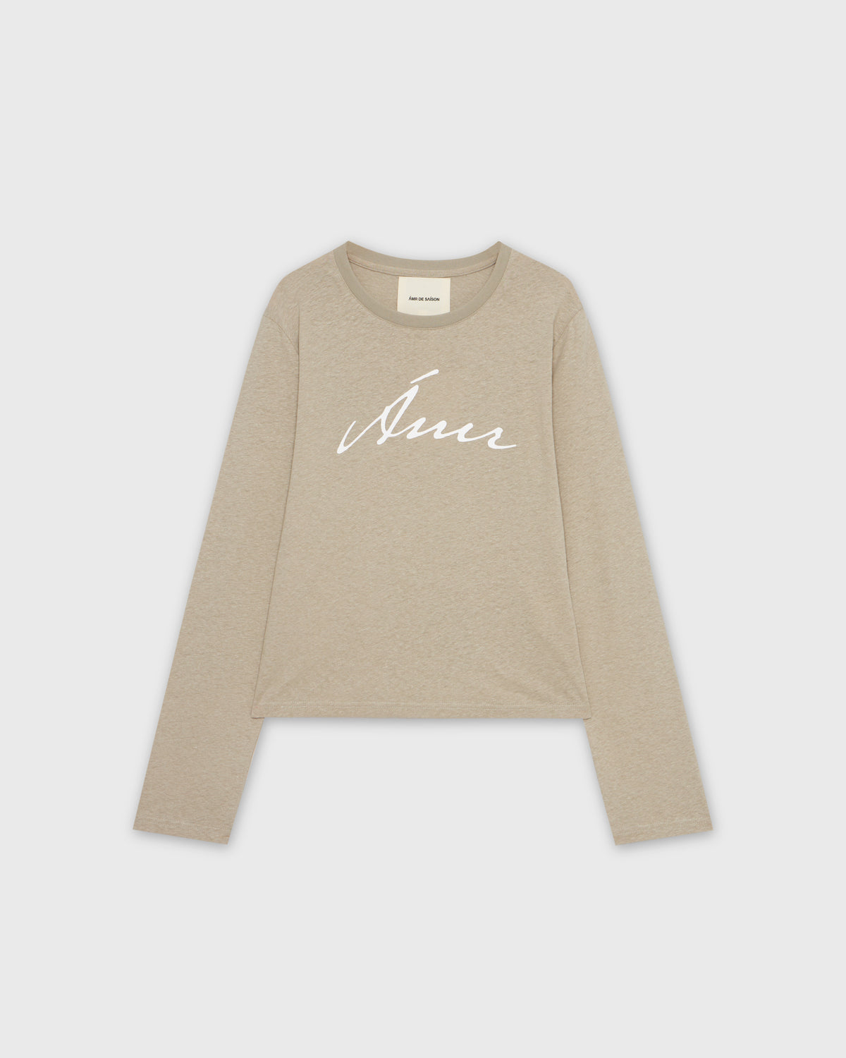 Wardrobe lll - AMR Hand Writing Logo Hemp Long Sleeve T-Shirt in Stone