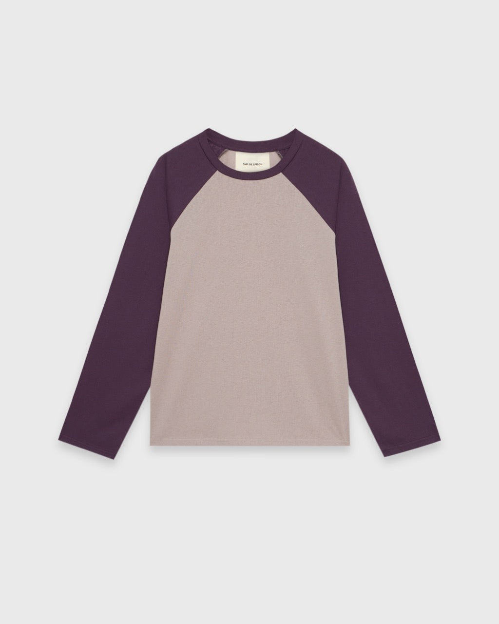 Wadrobe II - AMR Cotton Slub Raglan Long Sleeve T-Shirt in Grey/Purple